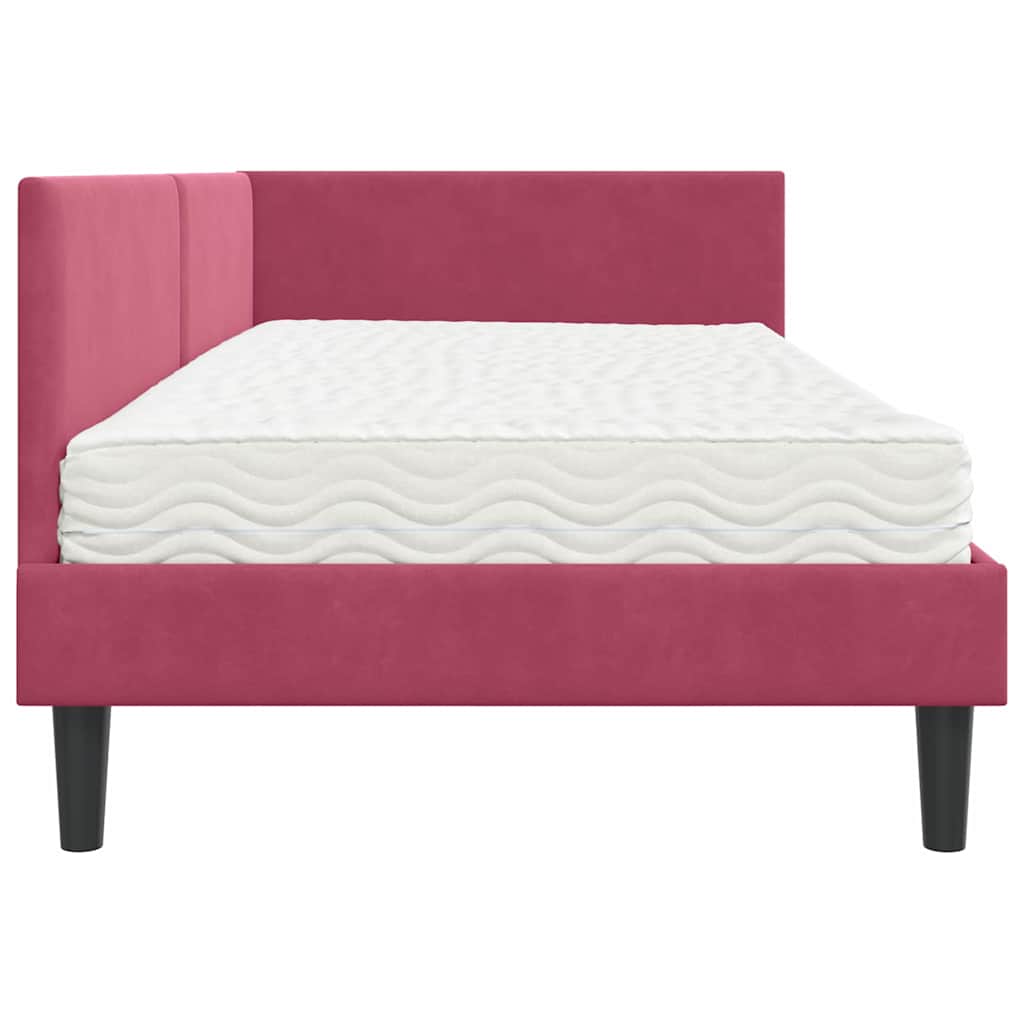 Hoekbedframe met Matras Anders 2 pcs Groen Fluweel is nu te koop bij PeponiXL, paradijselijk wonen!