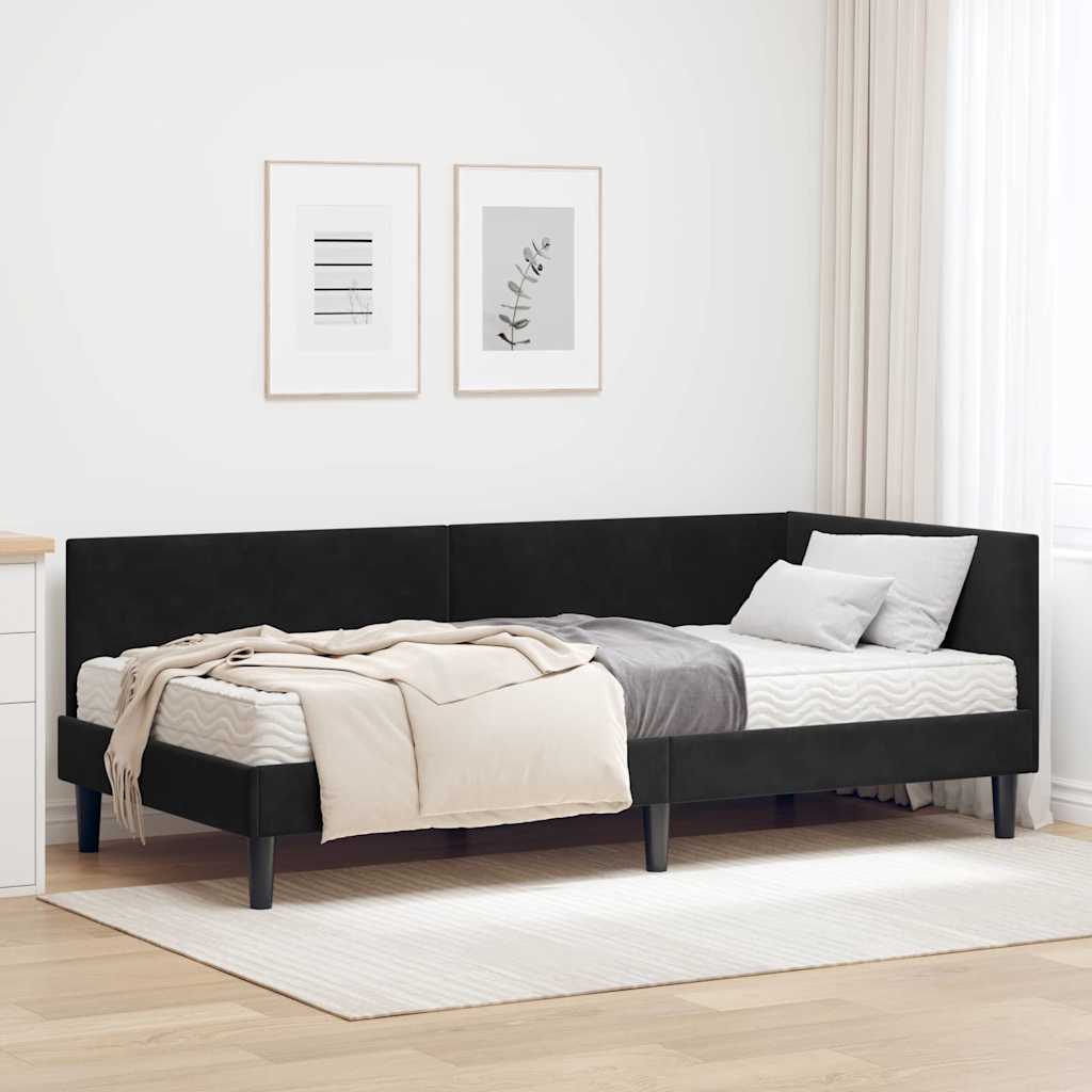 Hoekbedframe met Matras Anders 2 pcs Zwart Fluweel is nu te koop bij PeponiXL, paradijselijk wonen!