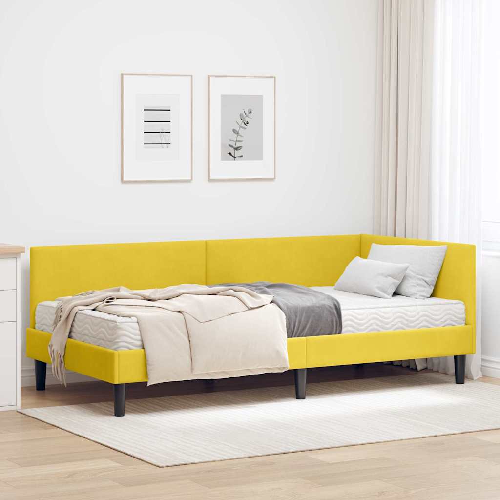 Hoekbedframe met Matras Anders 2 pcs Geel Fluweel is nu te koop bij PeponiXL, paradijselijk wonen!