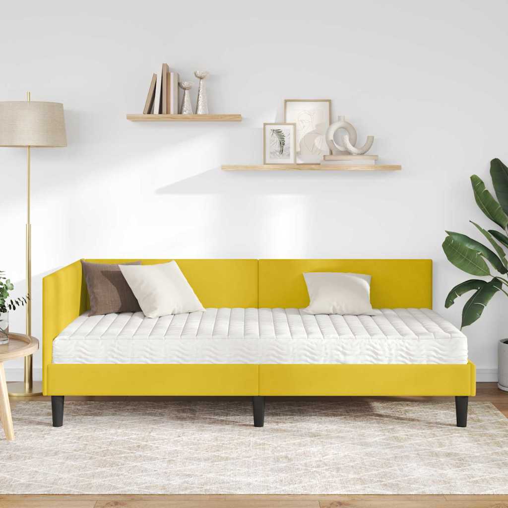 Hoekbedframe met Matras Anders 2 pcs Geel Fluweel is nu te koop bij PeponiXL, paradijselijk wonen!