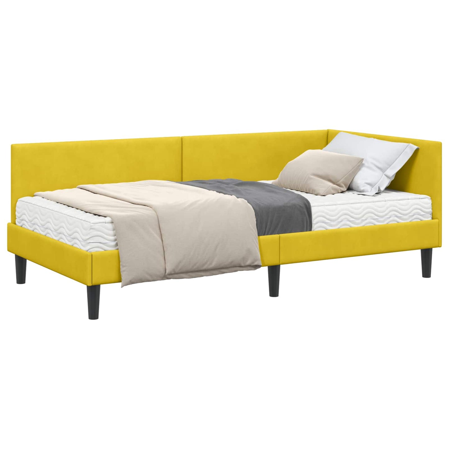 Hoekbedframe met Matras Anders 2 pcs Geel Fluweel is nu te koop bij PeponiXL, paradijselijk wonen!