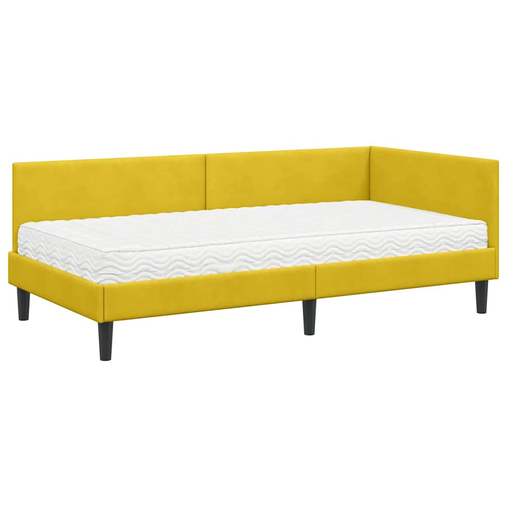 Hoekbedframe met Matras Anders 2 pcs Geel Fluweel is nu te koop bij PeponiXL, paradijselijk wonen!