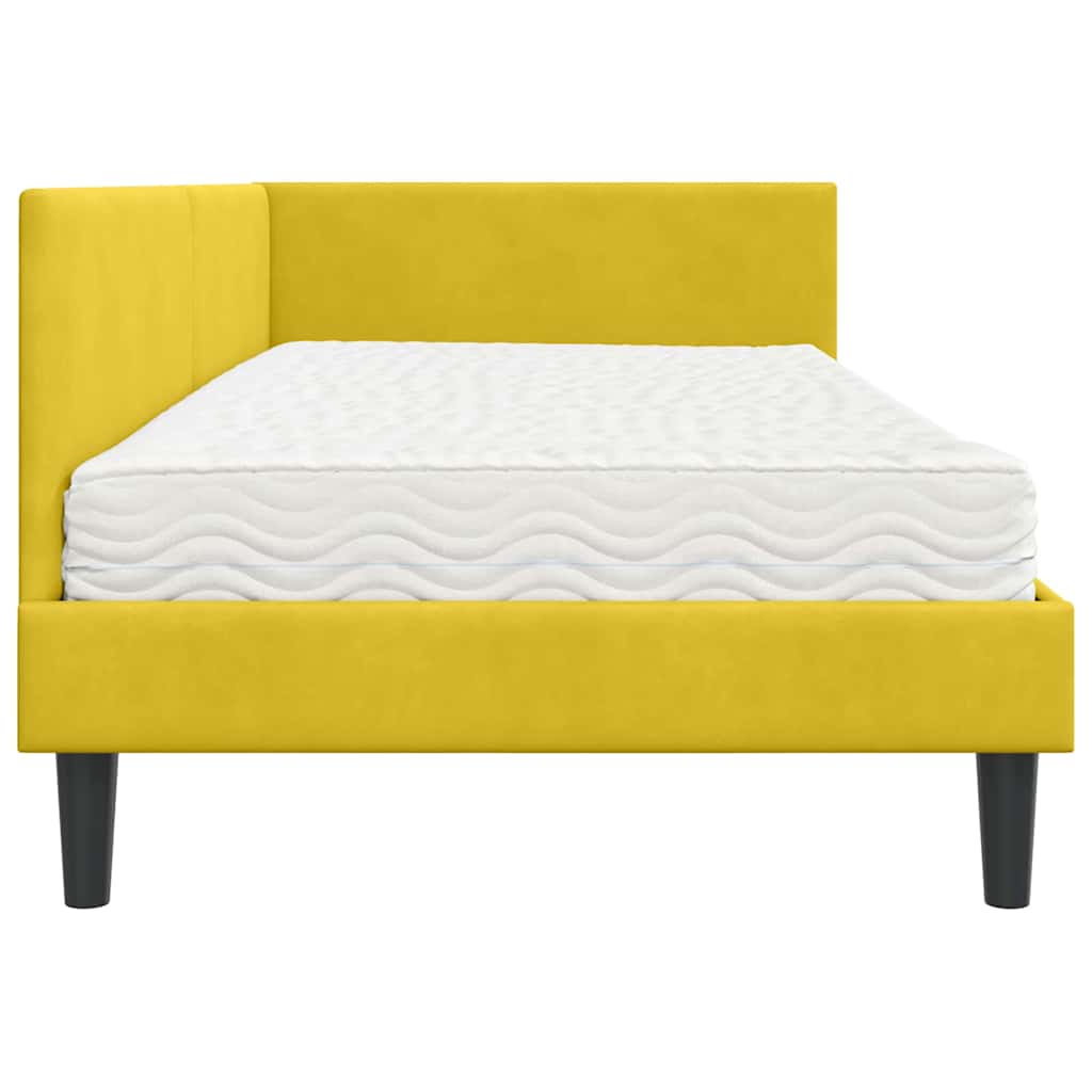 Hoekbedframe met Matras Anders 2 pcs Geel Fluweel is nu te koop bij PeponiXL, paradijselijk wonen!