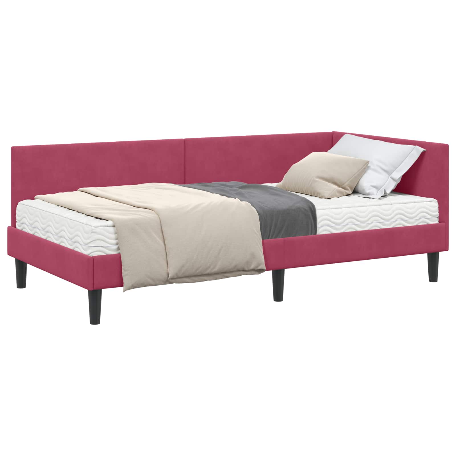Hoekbedframe met Matras Anders 2 pcs Groen Fluweel is nu te koop bij PeponiXL, paradijselijk wonen!