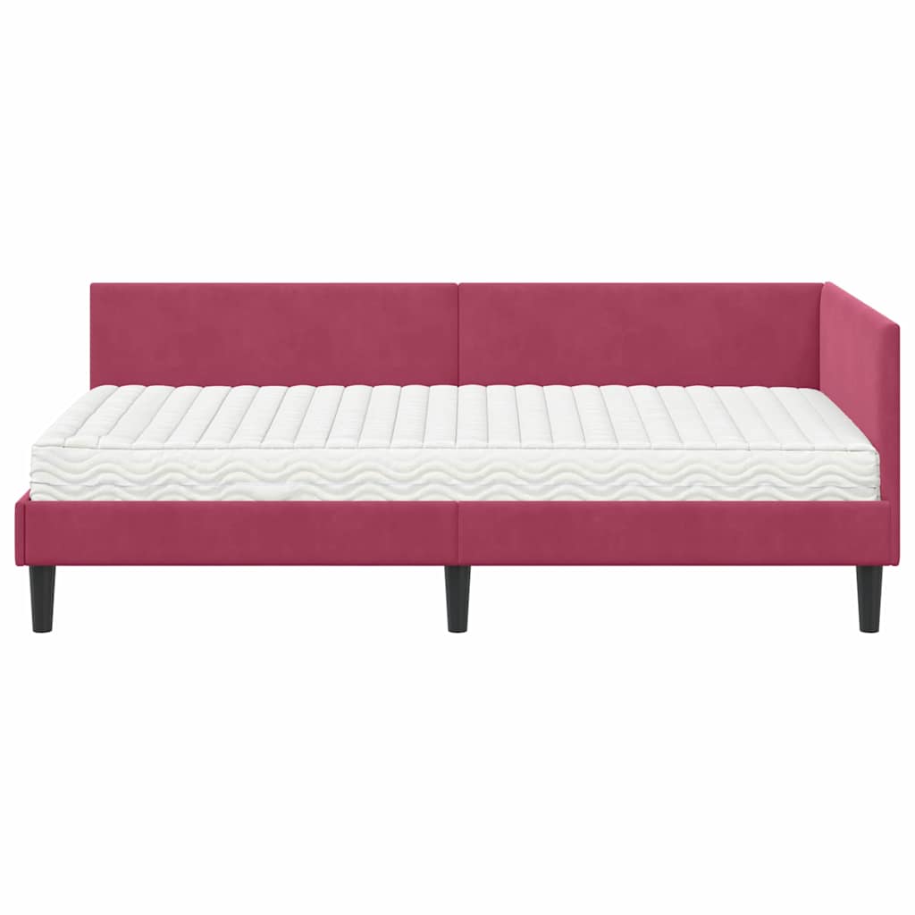 Hoekbedframe met Matras Anders 2 pcs Groen Fluweel is nu te koop bij PeponiXL, paradijselijk wonen!