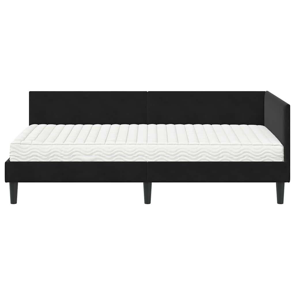 Hoekbedframe met Matras Anders 2 pcs Zwart Fluweel is nu te koop bij PeponiXL, paradijselijk wonen!