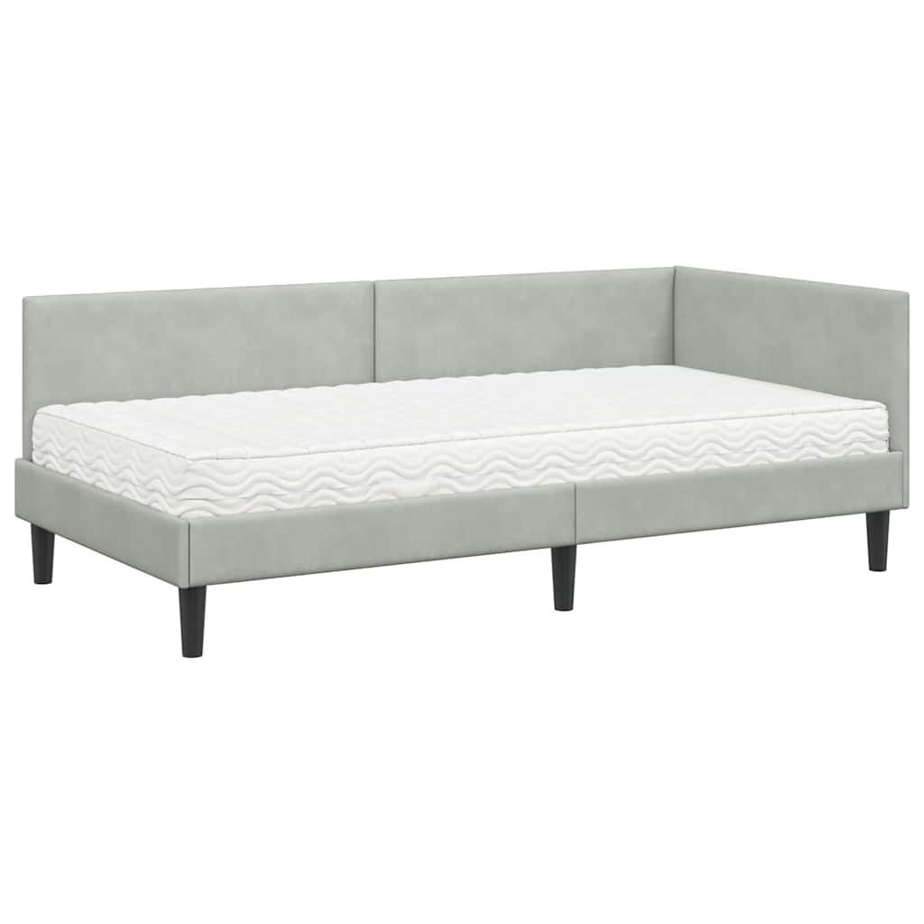 Hoekbedframe met Matras Anders 2 pcs Lichtgrijs Fluweel is nu te koop bij PeponiXL, paradijselijk wonen!