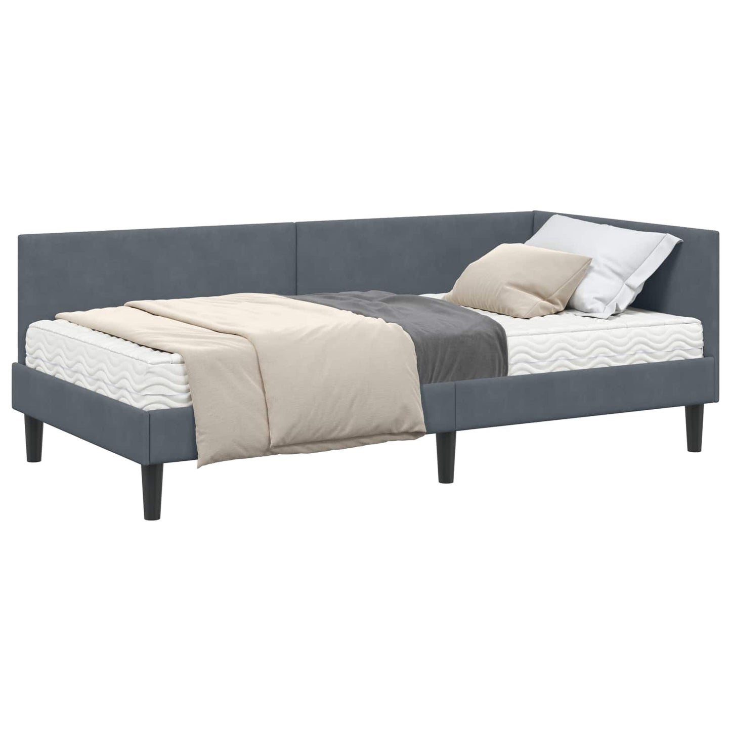 Hoekbedframe met Matras Anders 2 pcs Grijs Fluweel is nu te koop bij PeponiXL, paradijselijk wonen!