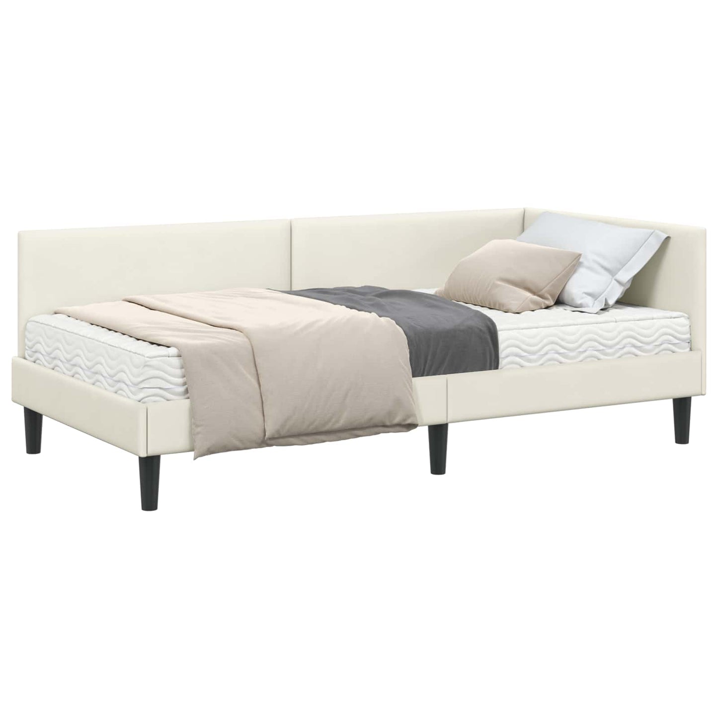 Hoekbedframe met Matras Anders 2 st Crème Fluweel