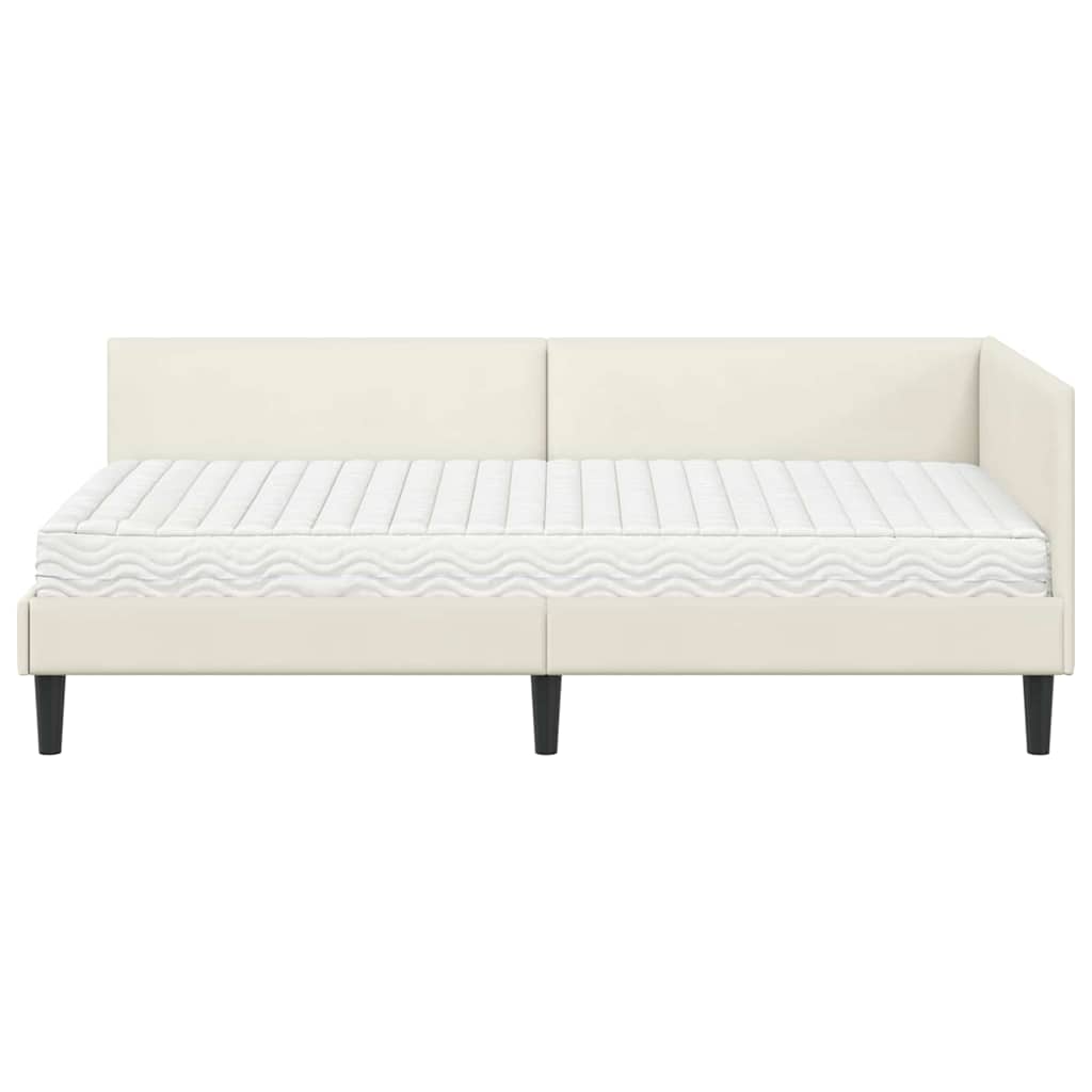 Hoekbedframe met Matras Anders 2 st Crème Fluweel