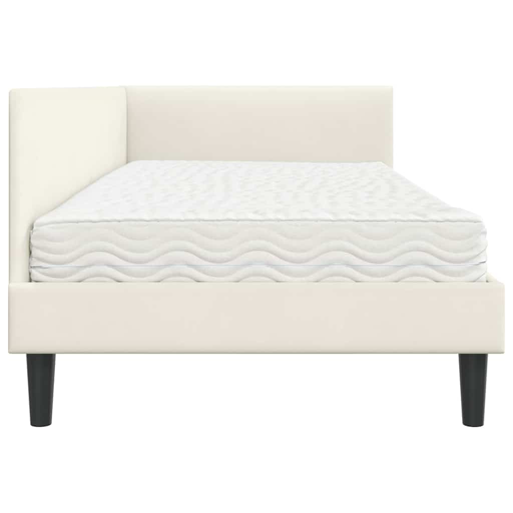 Hoekbedframe met Matras Anders 2 st Crème Fluweel