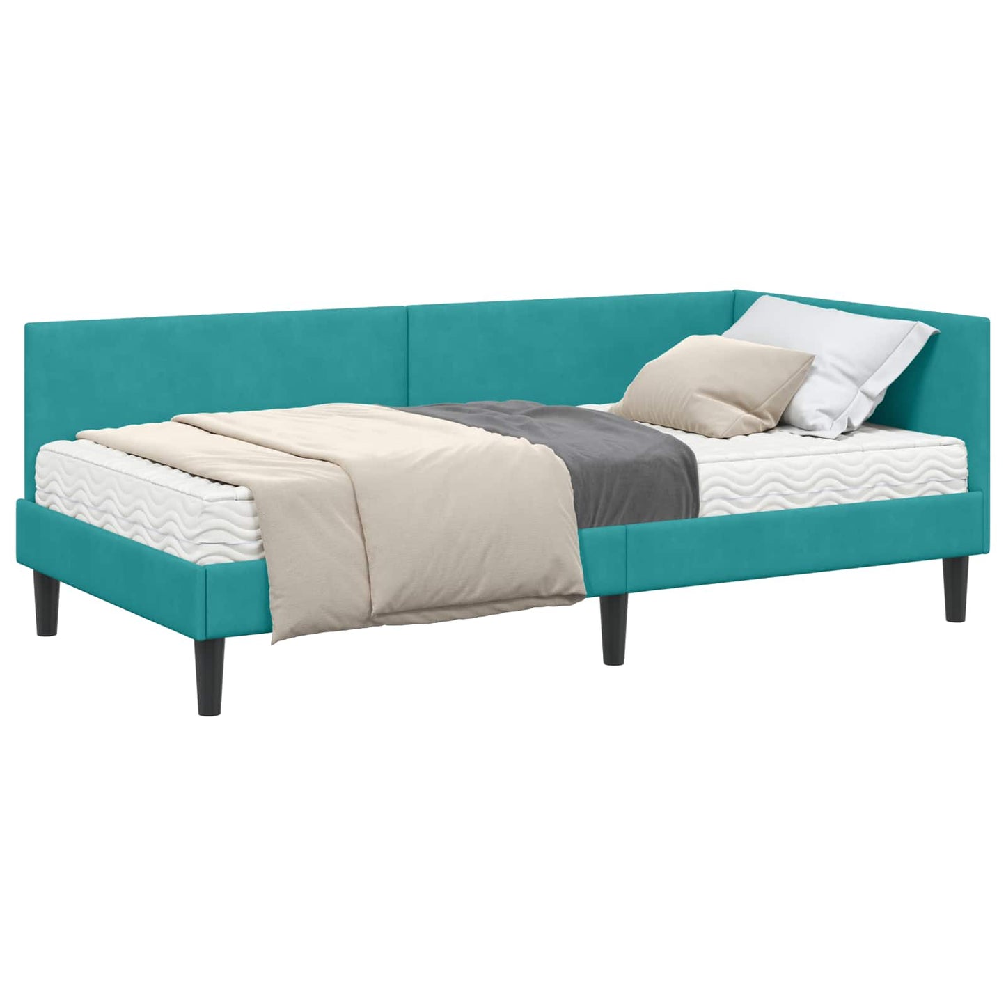 Hoekbedframe met Matras Anders 2 pcs Turquoise Fluweel is nu te koop bij PeponiXL, paradijselijk wonen!