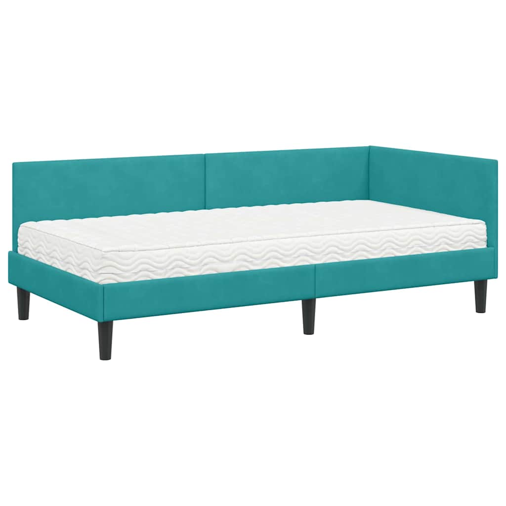 Hoekbedframe met Matras Anders 2 pcs Turquoise Fluweel is nu te koop bij PeponiXL, paradijselijk wonen!