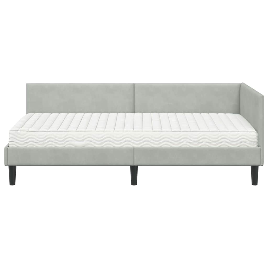 Hoekbedframe met Matras Anders 2 pcs Lichtgrijs Fluweel is nu te koop bij PeponiXL, paradijselijk wonen!