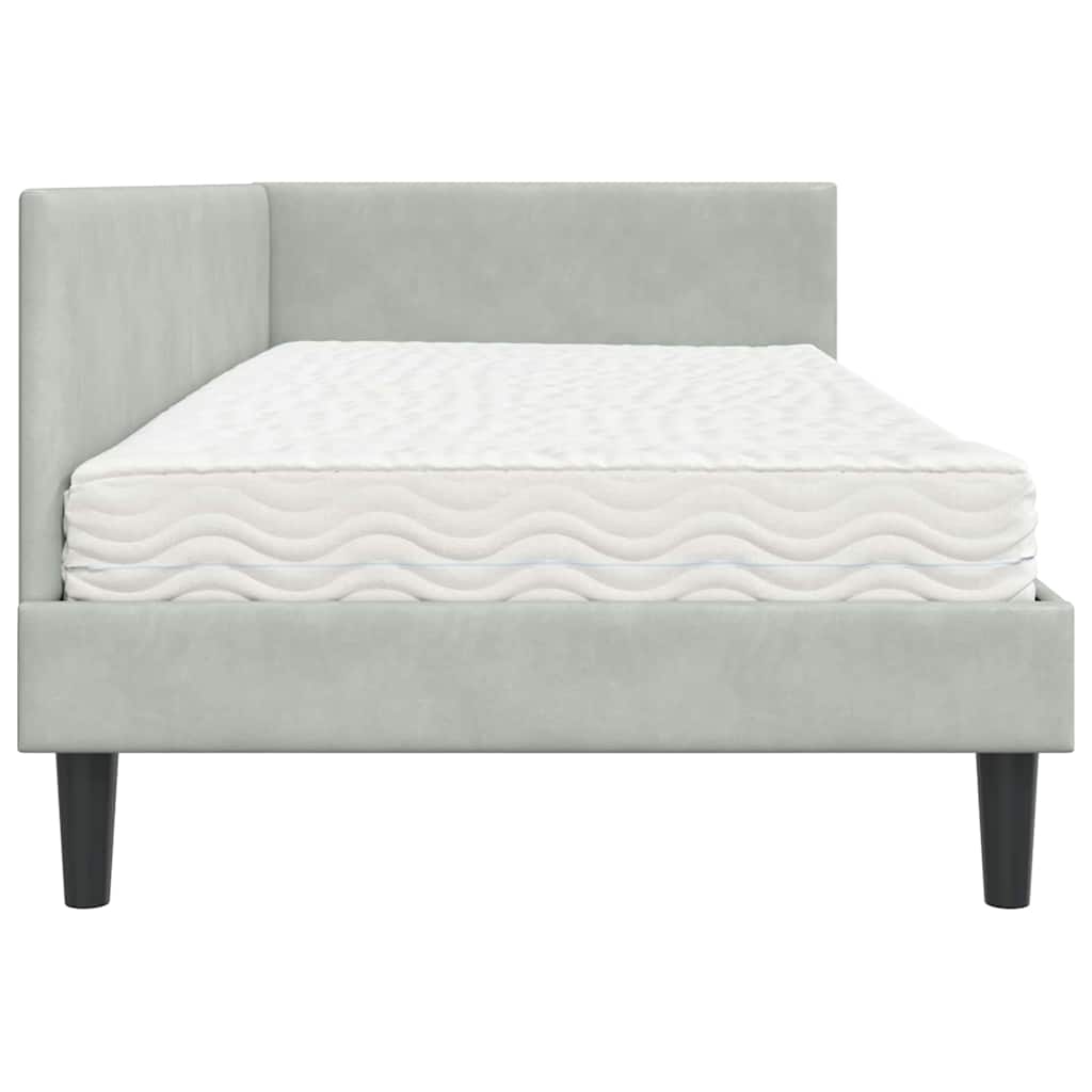 Hoekbedframe met Matras Anders 2 pcs Lichtgrijs Fluweel is nu te koop bij PeponiXL, paradijselijk wonen!