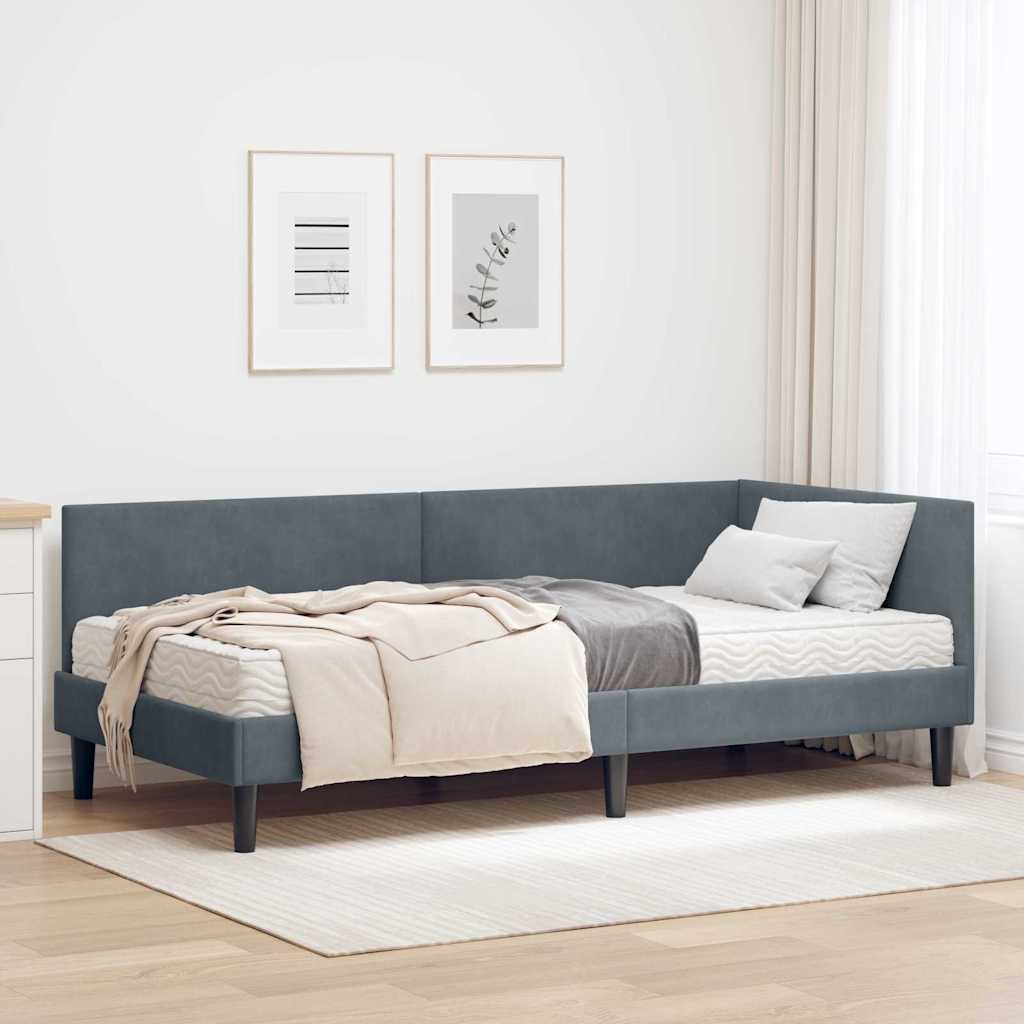 Hoekbedframe met Matras Anders 2 pcs Grijs Fluweel is nu te koop bij PeponiXL, paradijselijk wonen!