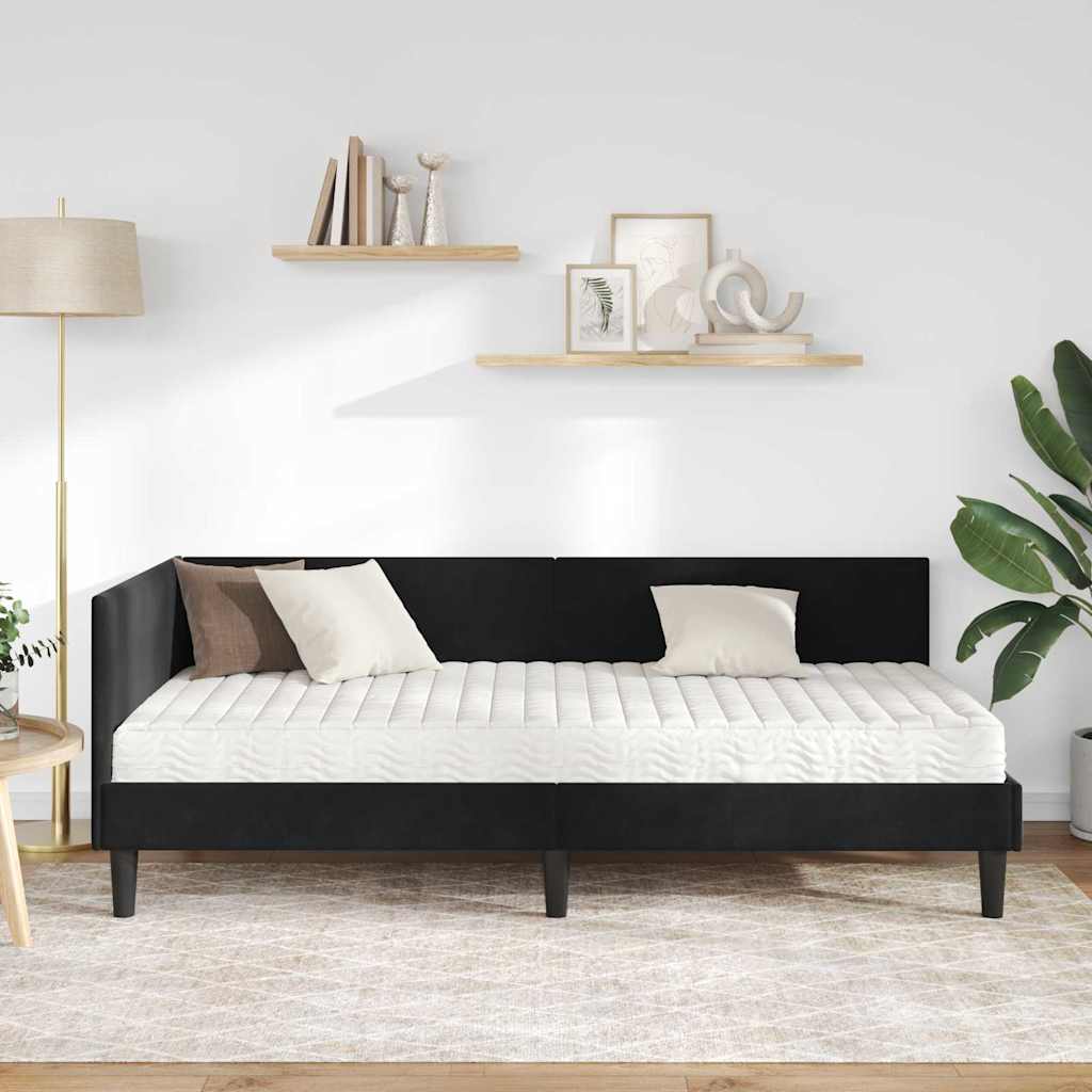 Hoekbedframe met Matras Anders 2 pcs Zwart Fluweel is nu te koop bij PeponiXL, paradijselijk wonen!