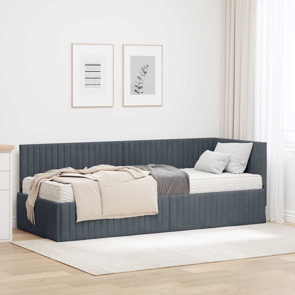 Hoekbedframe met Matras met hoofdeinde 2 pcs Grijs Fluweel is nu te koop bij PeponiXL, paradijselijk wonen!