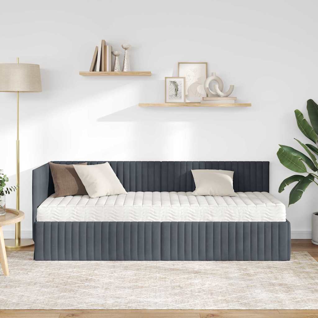 Hoekbedframe met Matras met hoofdeinde 2 pcs Grijs Fluweel is nu te koop bij PeponiXL, paradijselijk wonen!