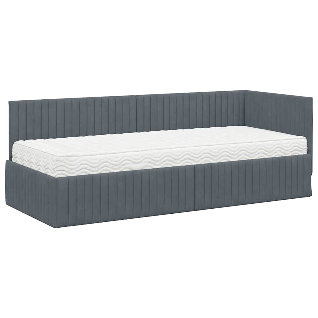 Hoekbedframe met Matras met hoofdeinde 2 pcs Grijs Fluweel is nu te koop bij PeponiXL, paradijselijk wonen!