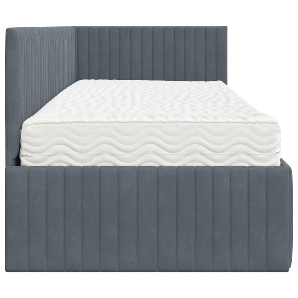 Hoekbedframe met Matras met hoofdeinde 2 pcs Grijs Fluweel is nu te koop bij PeponiXL, paradijselijk wonen!