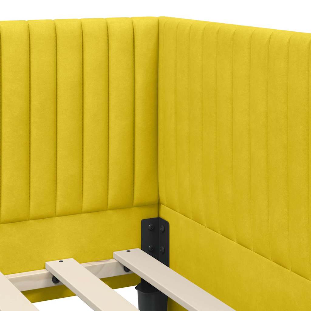 Hoekbedframe met Matras met hoofdeinde 2 pcs Geel Fluweel is nu te koop bij PeponiXL, paradijselijk wonen!