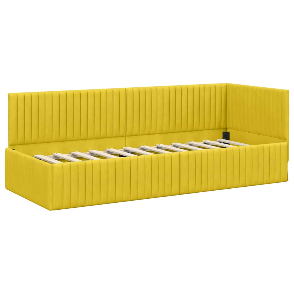 Hoekbedframe met Matras met hoofdeinde 2 pcs Geel Fluweel is nu te koop bij PeponiXL, paradijselijk wonen!