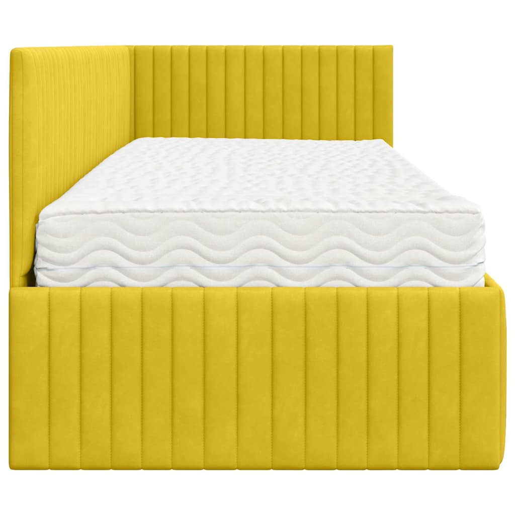 Hoekbedframe met Matras met hoofdeinde 2 pcs Geel Fluweel is nu te koop bij PeponiXL, paradijselijk wonen!