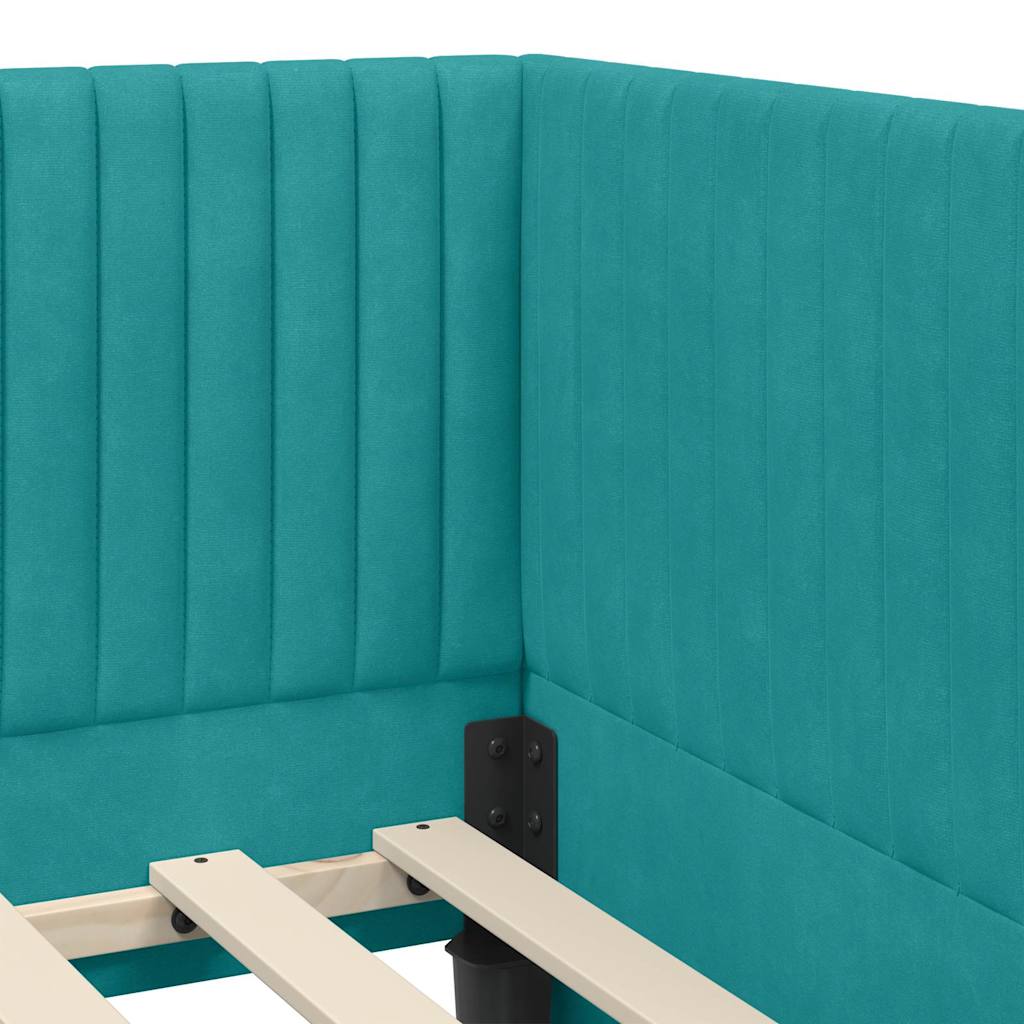 Hoekbedframe met Matras met hoofdeinde 2 pcs Turquoise Fluweel is nu te koop bij PeponiXL, paradijselijk wonen!
