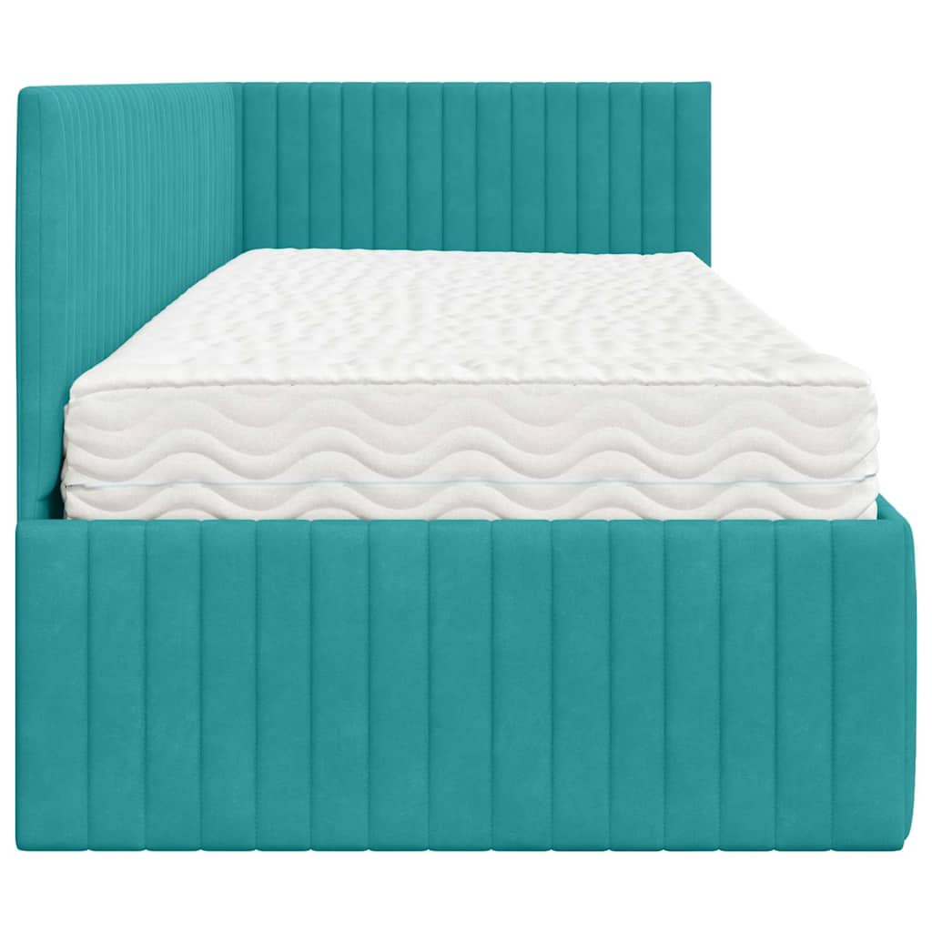 Hoekbedframe met Matras met hoofdeinde 2 pcs Turquoise Fluweel is nu te koop bij PeponiXL, paradijselijk wonen!