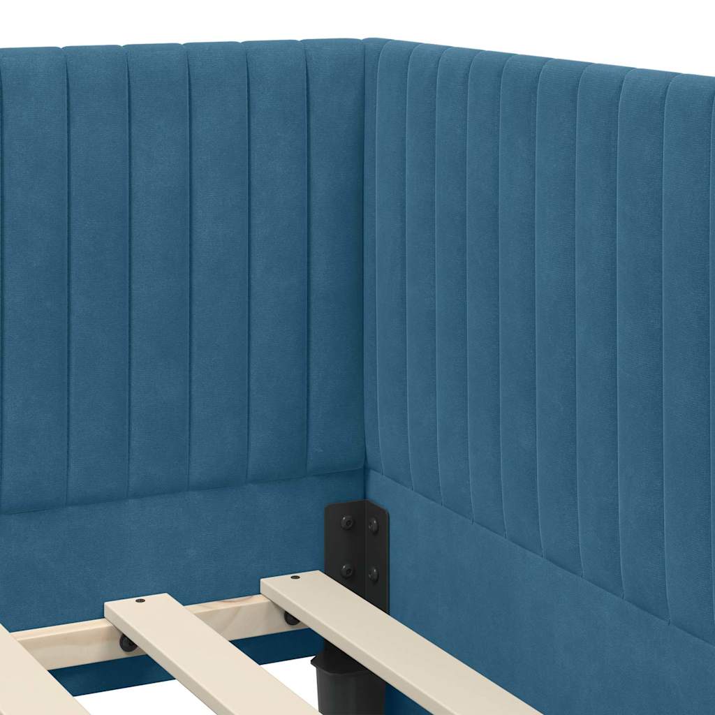 Hoekbedframe met Matras met hoofdeinde 2 pcs Blauw Fluweel is nu te koop bij PeponiXL, paradijselijk wonen!