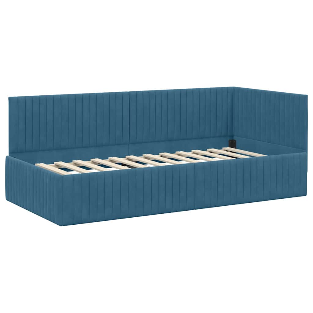 Hoekbedframe met Matras met hoofdeinde 2 pcs Blauw Fluweel is nu te koop bij PeponiXL, paradijselijk wonen!