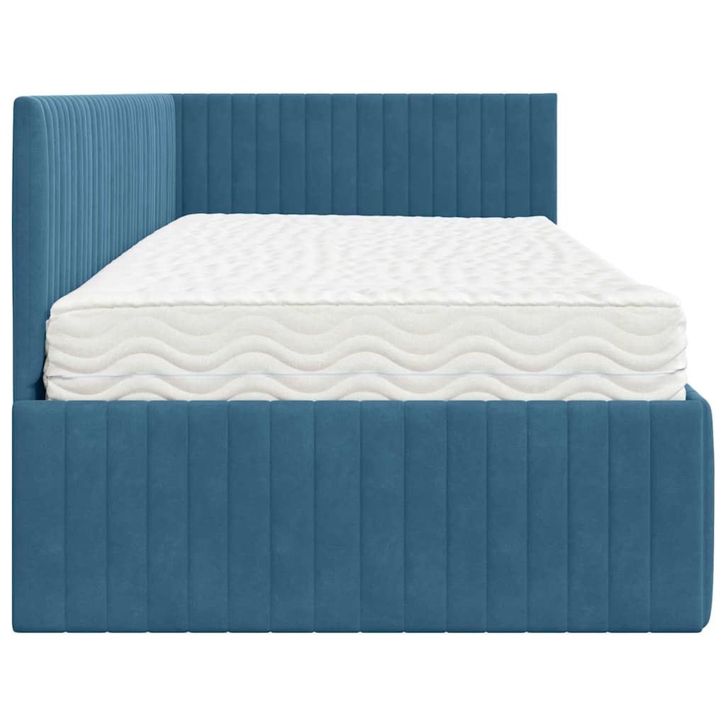 Hoekbedframe met Matras met hoofdeinde 2 pcs Blauw Fluweel is nu te koop bij PeponiXL, paradijselijk wonen!