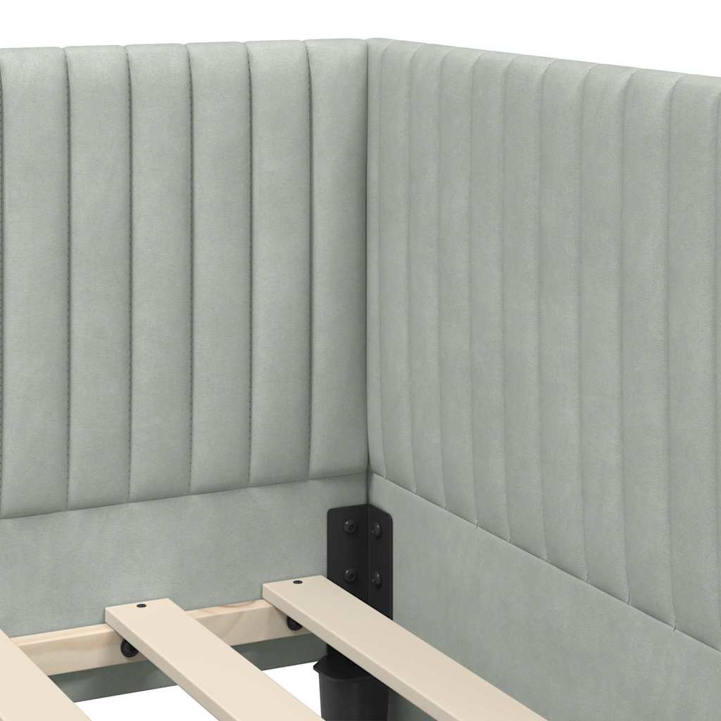 Hoekbedframe met Matras met hoofdeinde 2 pcs Lichtgrijs Fluweel is nu te koop bij PeponiXL, paradijselijk wonen!