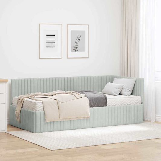 Hoekbedframe met Matras met hoofdeinde 2 pcs Lichtgrijs Fluweel is nu te koop bij PeponiXL, paradijselijk wonen!