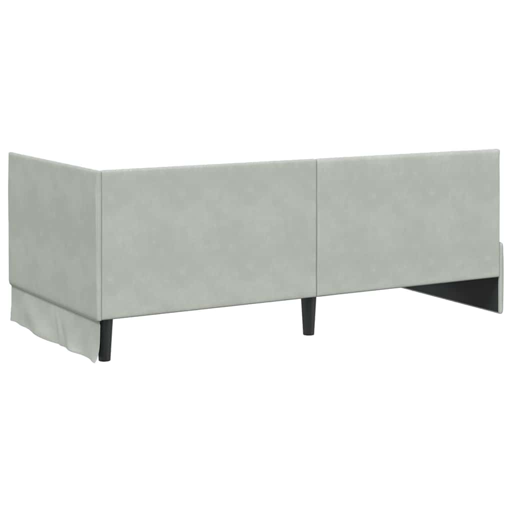 Hoekbedframe met Matras met hoofdeinde 2 pcs Lichtgrijs Fluweel is nu te koop bij PeponiXL, paradijselijk wonen!