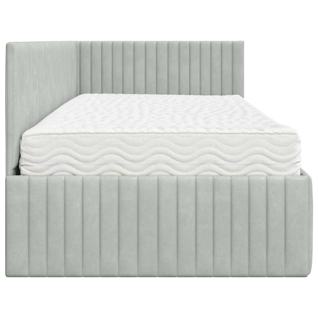Hoekbedframe met Matras met hoofdeinde 2 pcs Lichtgrijs Fluweel is nu te koop bij PeponiXL, paradijselijk wonen!