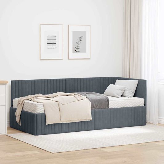 Hoekbedframe met Matras met hoofdeinde 2 pcs Grijs Fluweel is nu te koop bij PeponiXL, paradijselijk wonen!