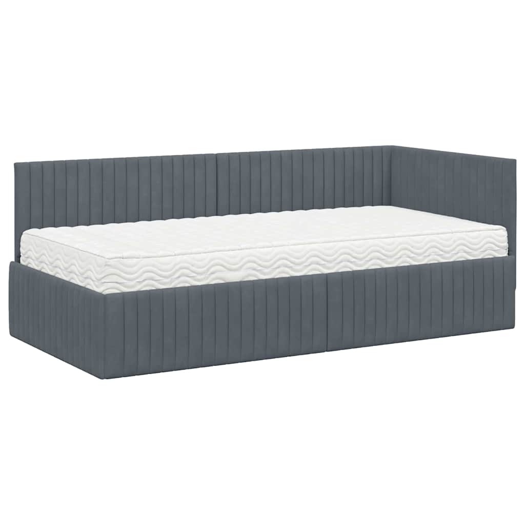 Hoekbedframe met Matras met hoofdeinde 2 pcs Grijs Fluweel is nu te koop bij PeponiXL, paradijselijk wonen!