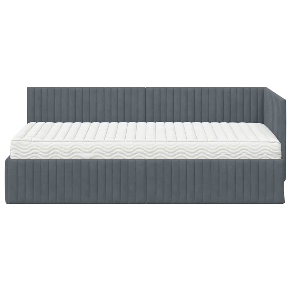 Hoekbedframe met Matras met hoofdeinde 2 pcs Grijs Fluweel is nu te koop bij PeponiXL, paradijselijk wonen!