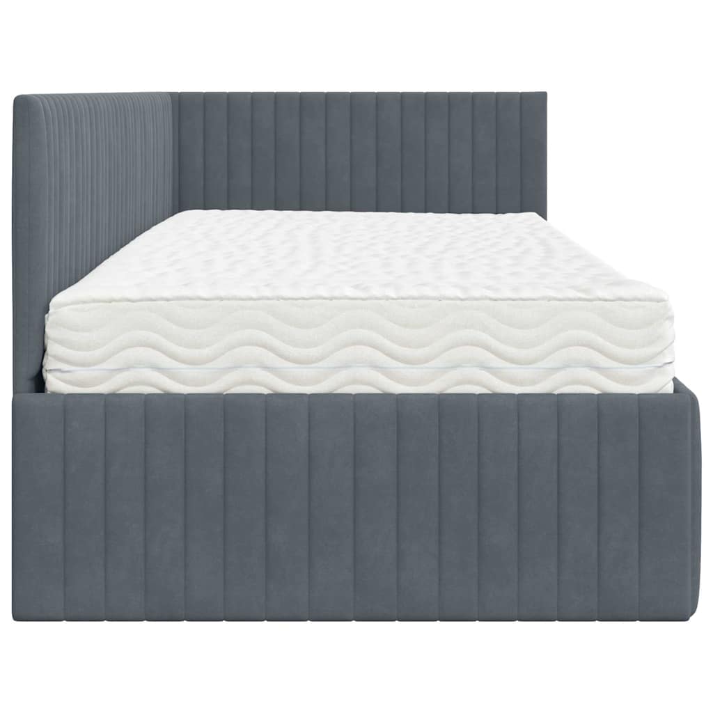 Hoekbedframe met Matras met hoofdeinde 2 pcs Grijs Fluweel is nu te koop bij PeponiXL, paradijselijk wonen!