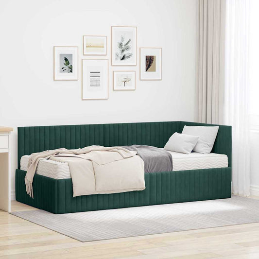 Hoekbedframe met Matras met hoofdeinde 2 pcs Groen Fluweel is nu te koop bij PeponiXL, paradijselijk wonen!