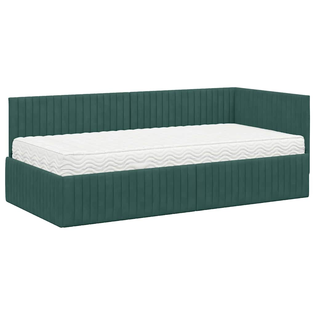 Hoekbedframe met Matras met hoofdeinde 2 pcs Groen Fluweel is nu te koop bij PeponiXL, paradijselijk wonen!