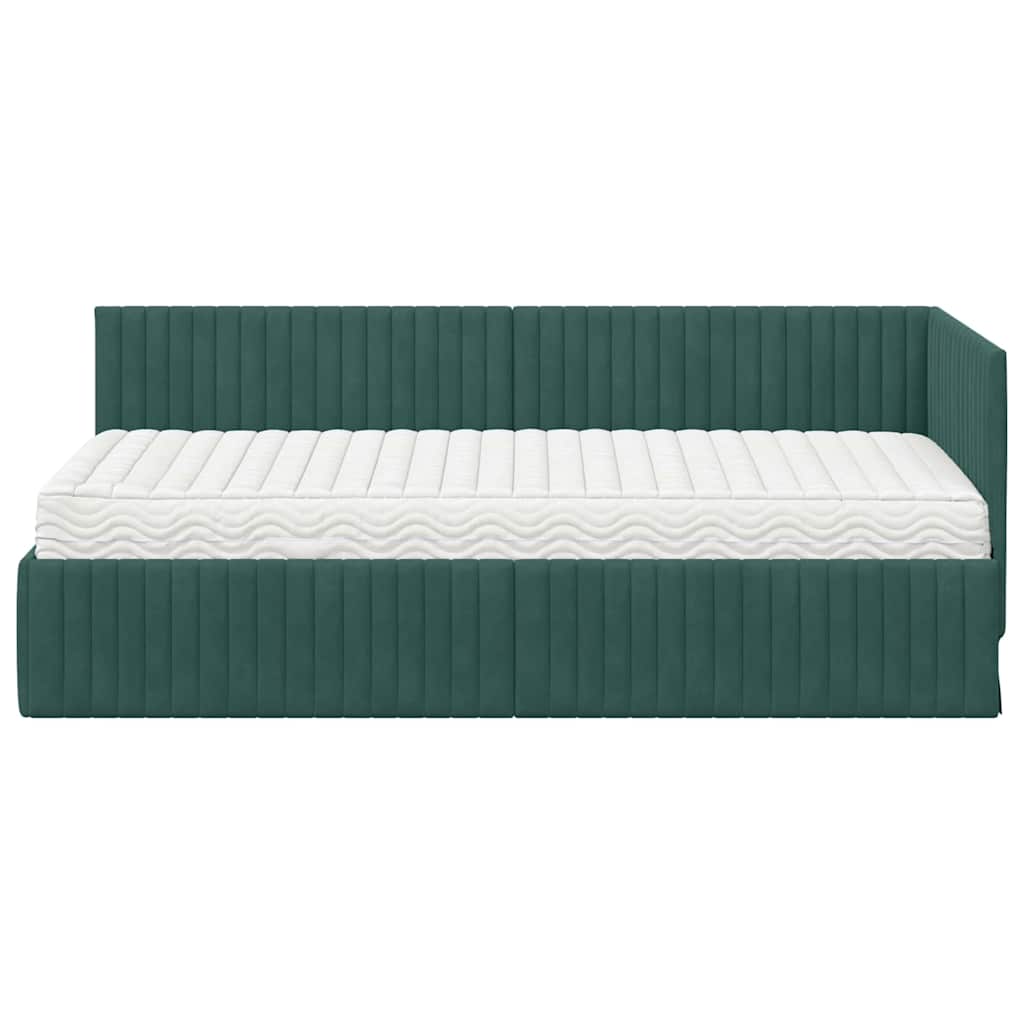 Hoekbedframe met Matras met hoofdeinde 2 pcs Groen Fluweel is nu te koop bij PeponiXL, paradijselijk wonen!