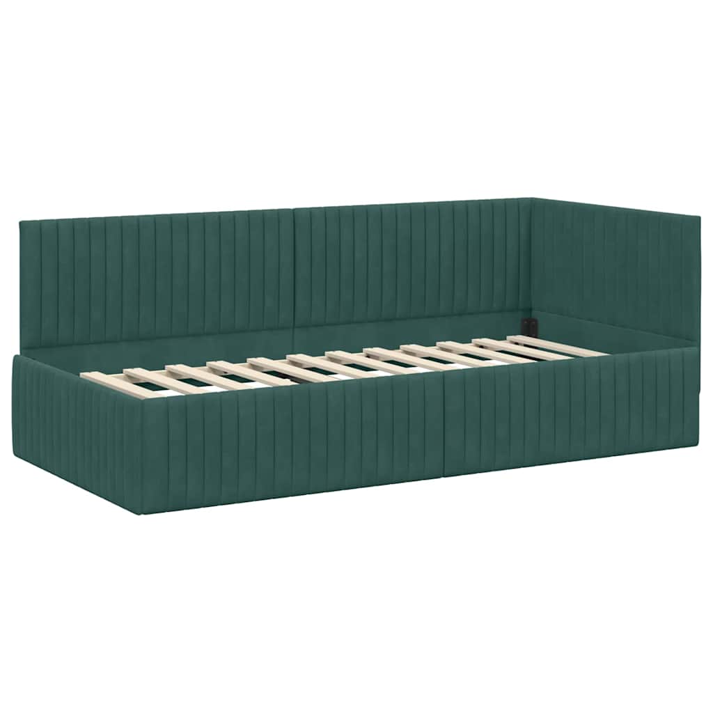 Hoekbedframe met Matras met hoofdeinde 2 pcs Groen Fluweel is nu te koop bij PeponiXL, paradijselijk wonen!