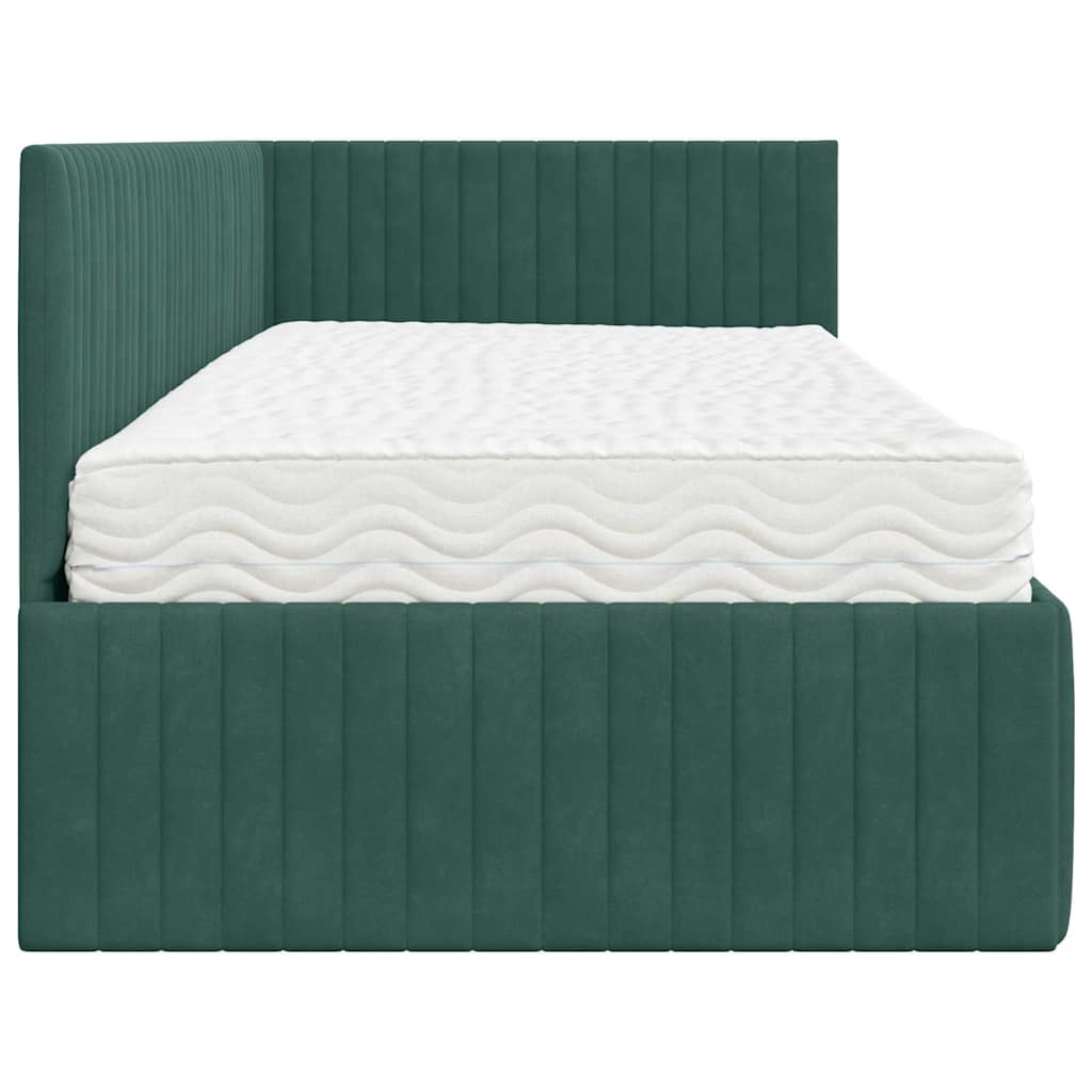Hoekbedframe met Matras met hoofdeinde 2 pcs Groen Fluweel is nu te koop bij PeponiXL, paradijselijk wonen!
