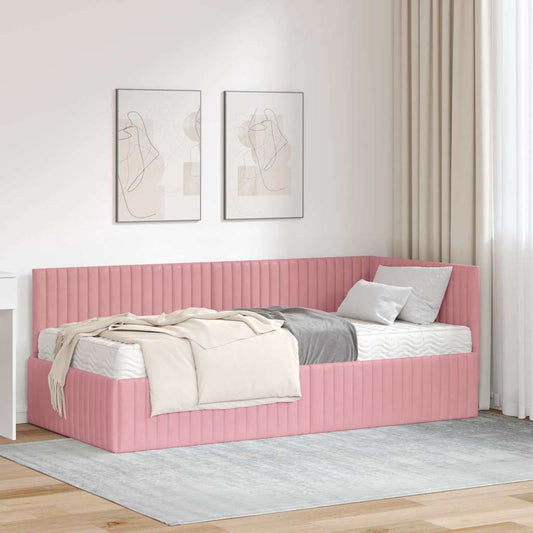 Hoekbedframe met Matras met hoofdeinde 2 pcs Grijs Fluweel is nu te koop bij PeponiXL, paradijselijk wonen!