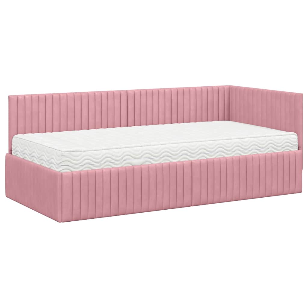 Hoekbedframe met Matras met hoofdeinde 2 pcs Grijs Fluweel is nu te koop bij PeponiXL, paradijselijk wonen!