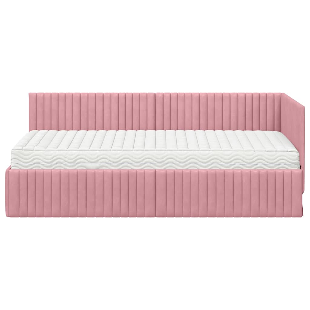 Hoekbedframe met Matras met hoofdeinde 2 pcs Grijs Fluweel is nu te koop bij PeponiXL, paradijselijk wonen!