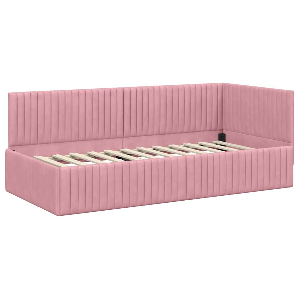 Hoekbedframe met Matras met hoofdeinde 2 pcs Grijs Fluweel is nu te koop bij PeponiXL, paradijselijk wonen!